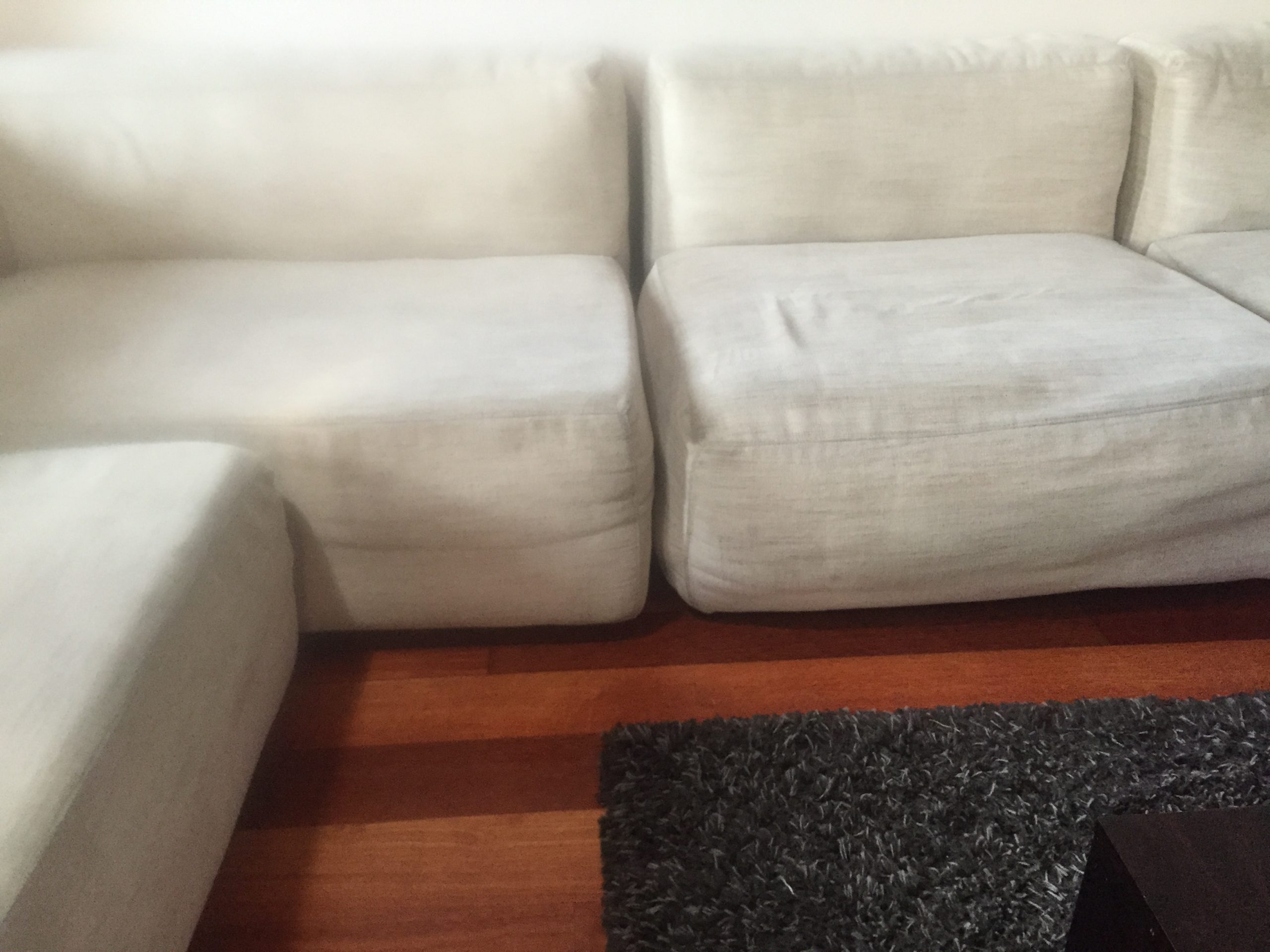 White 3 seater after Upholstery Cleaning